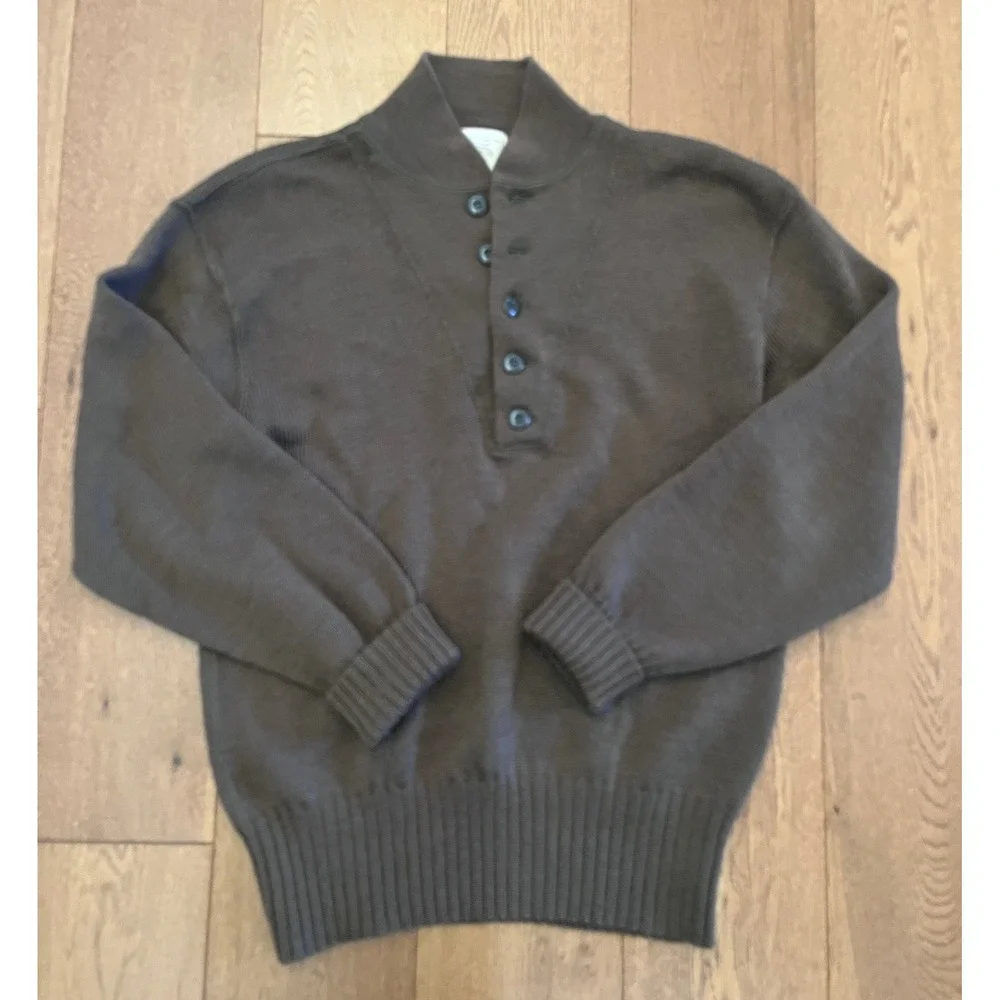 Vintage 1976 US Military 100% Wool Button Mock Neck Sweater Large 42-44